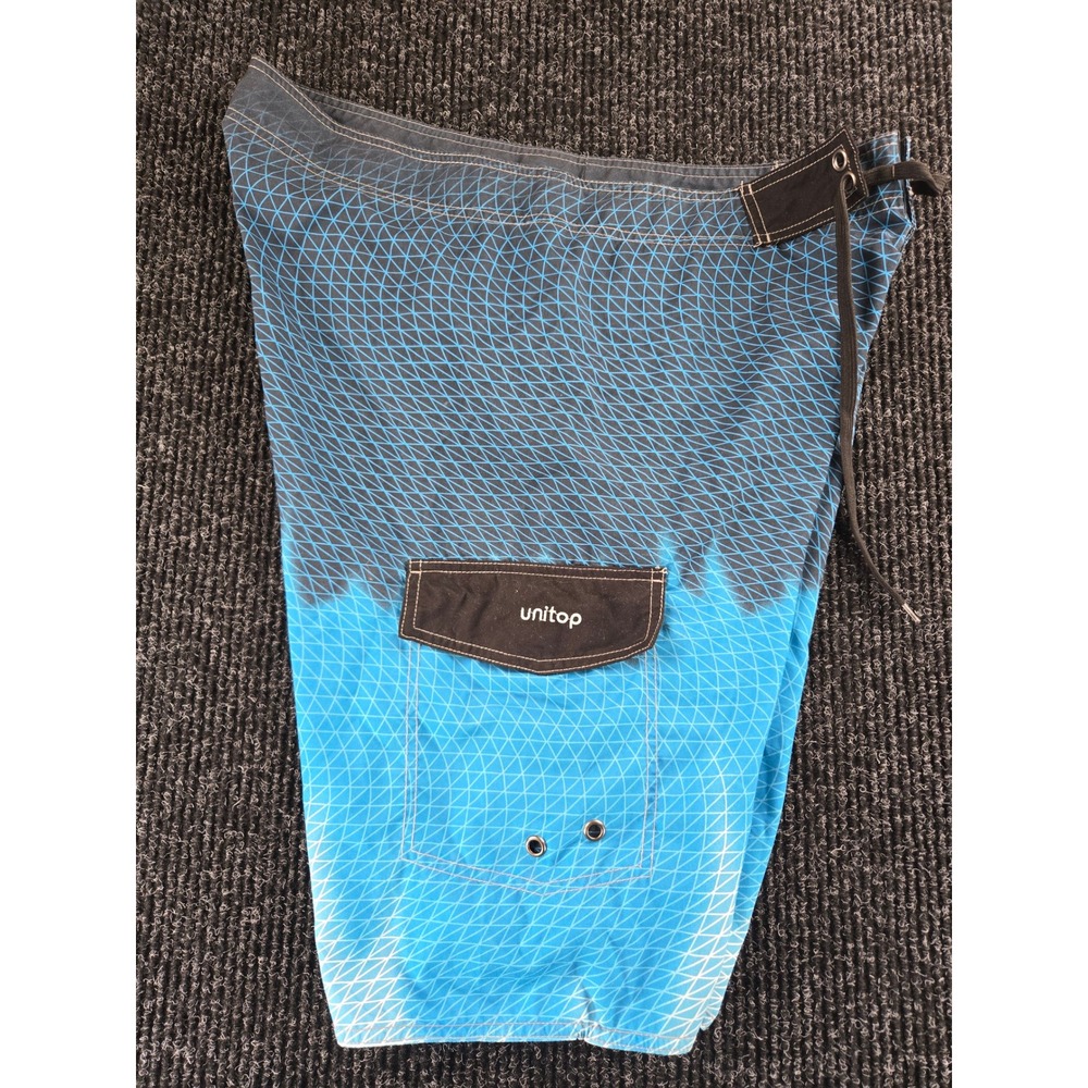 Unitop Mens Blue Black‎ Geometric Gradient Board Shorts Swim Trunks Size 36